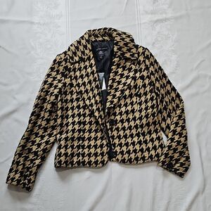 New York & Company Black and Tan Houndstooth Blazer